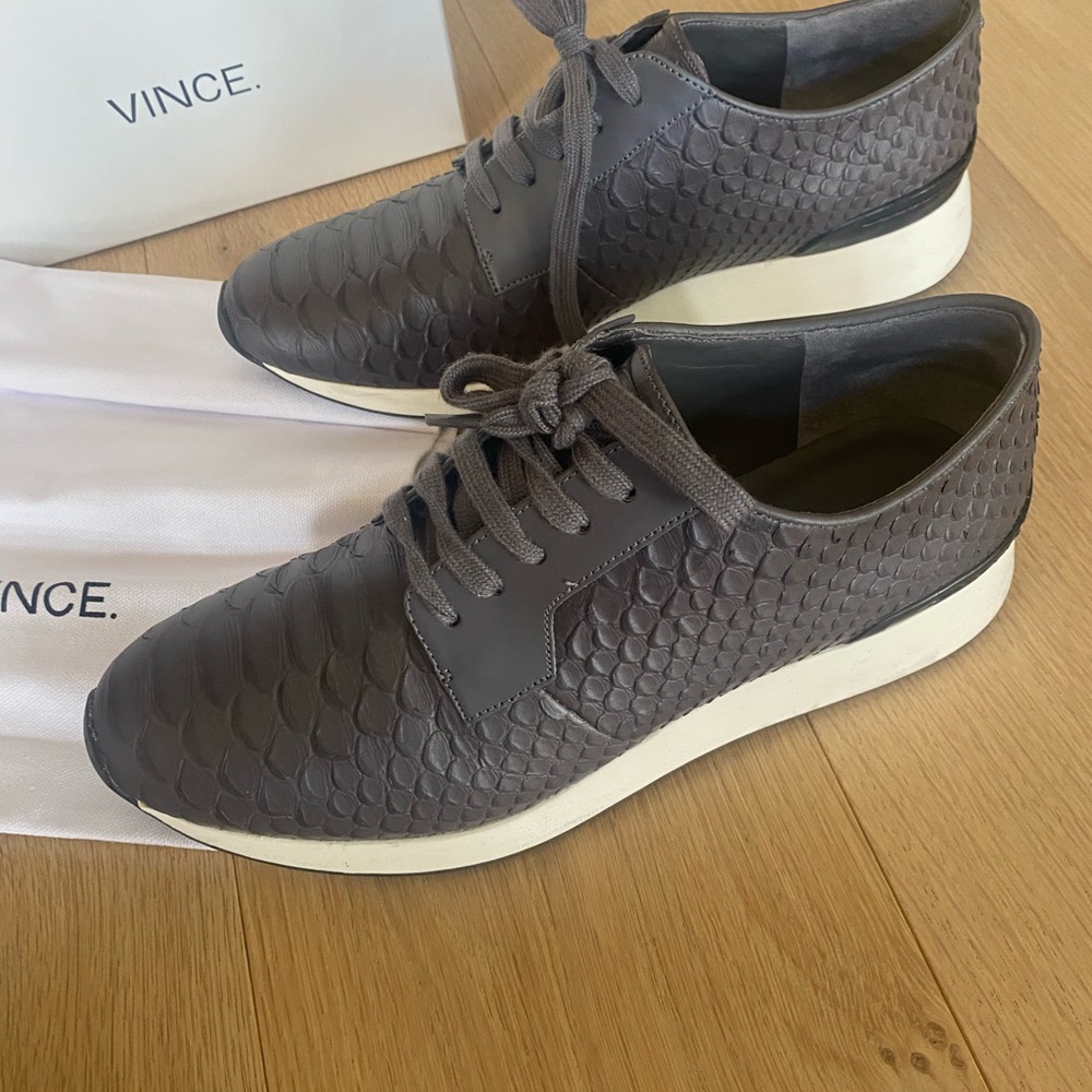 Vince Rayner Python-Print Trainer Sneaker, Ceramic - image 4